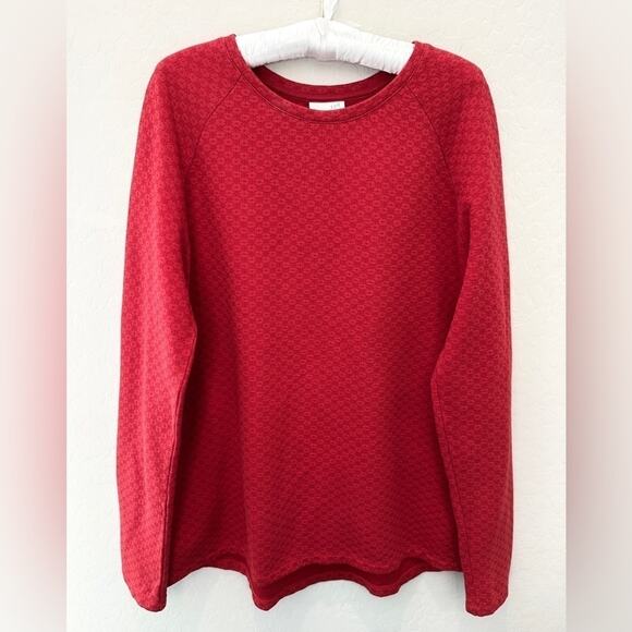J.JILL | Tall Red Quilted Textured Cotton Pullover Sweatshirt | Size Large - Picture 1 of 8